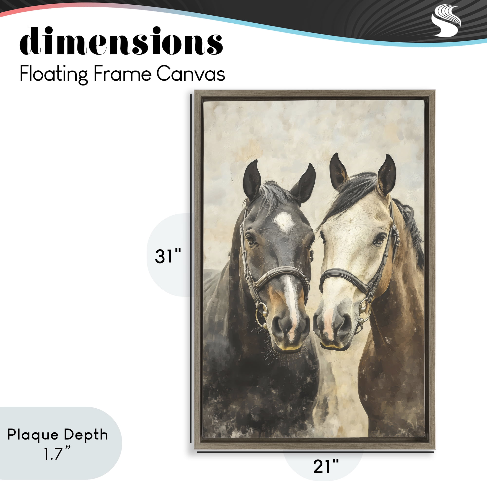 Stupell Industries Pair of Horses in Harmony Brown Framed Floater Canvas Wall Art, design by Creative Studio