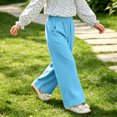 thumbnail image 4 of Mnyotv High Waisted Wide Leg Pants for Girls Fall Clothes Cotton Solid Trousers with Pockets Size 6-7Y, 4 of 6