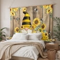 thumbnail image 3 of Yellow Sunflower Large Tapestry for Bedroom Wall Hanging Tapestry, Farmhouse Wood Grain Bees Gnomes Ceiling Backdrop Tapestries Poster Blanket Wall Decor for Teens Room Living Room Dorm 100" x 59", 3 of 8