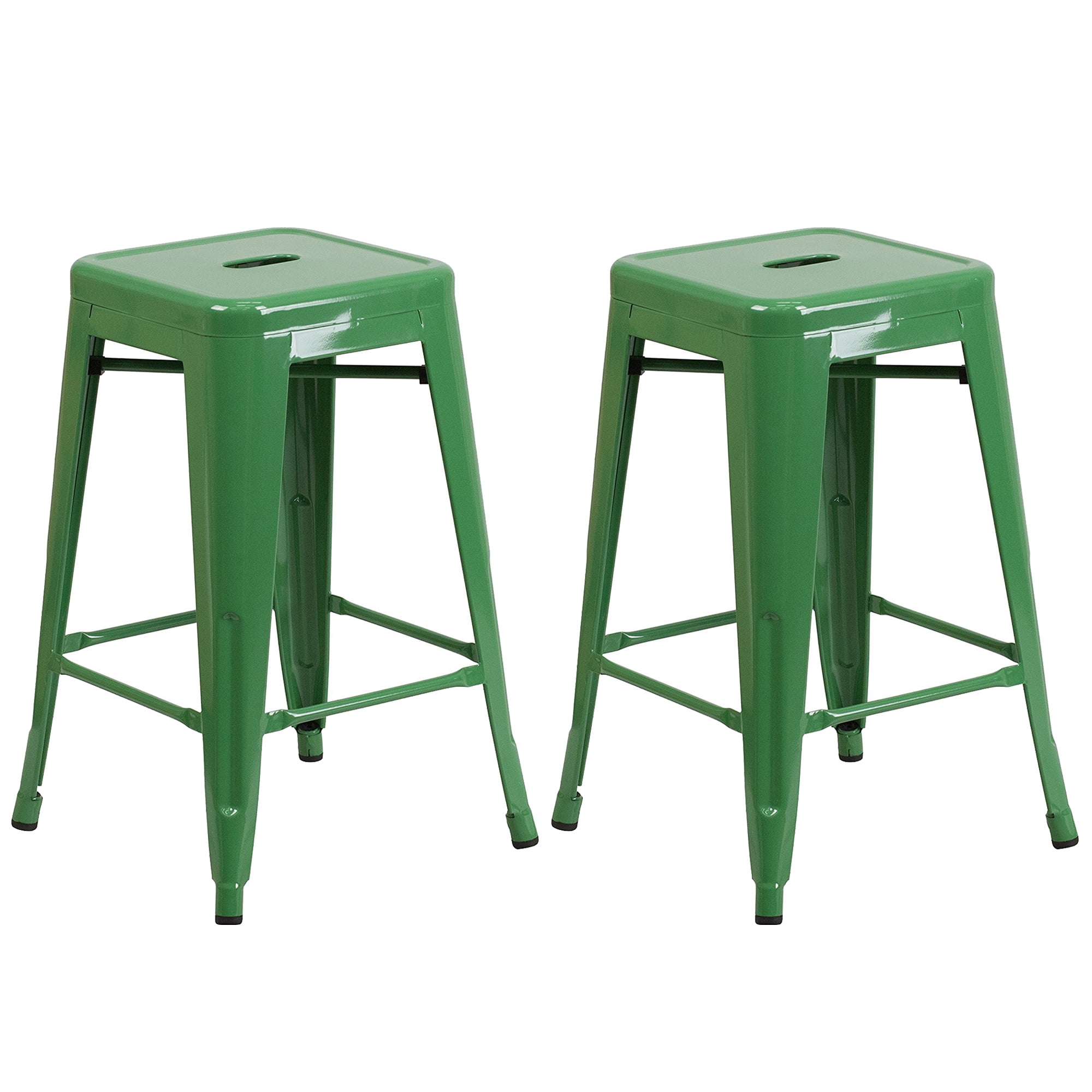 green metal stools