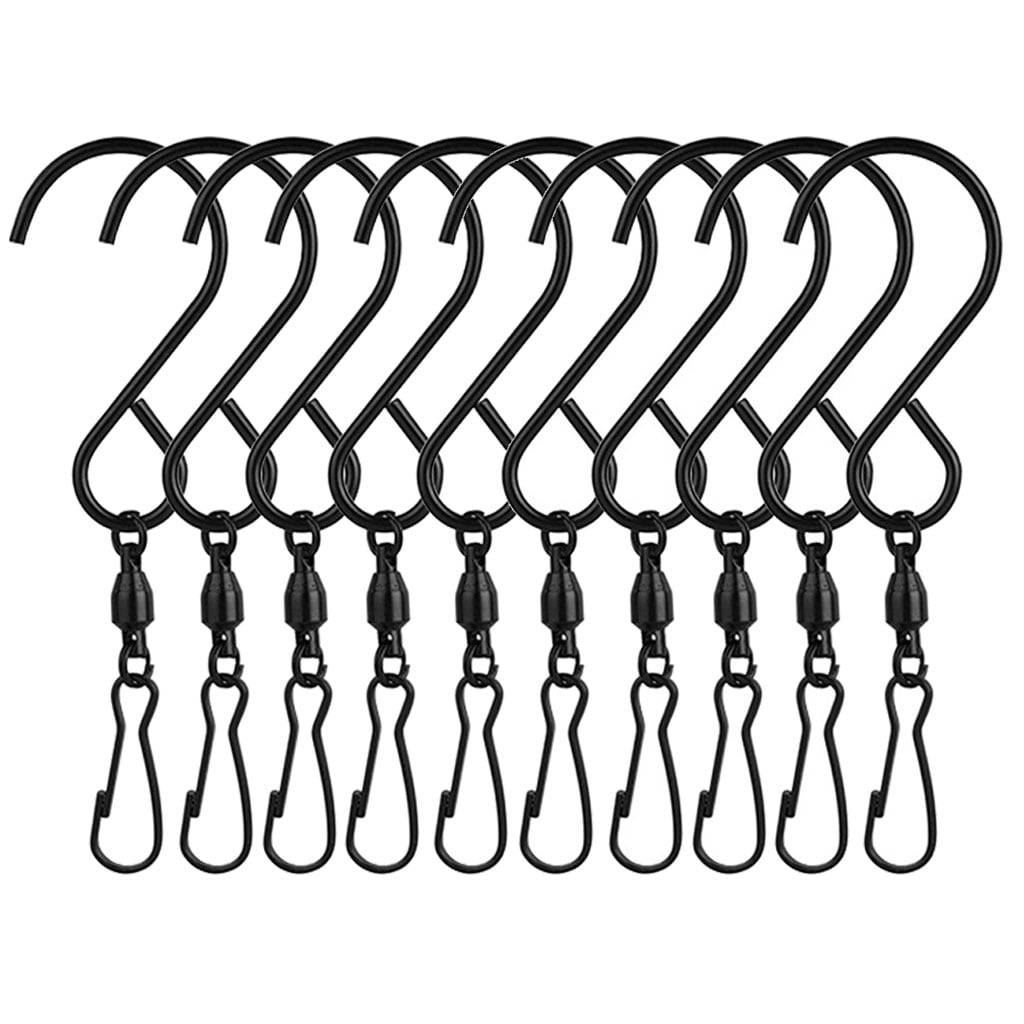 10pcs 360° Metal S Clips Hangers for Hanging Wind Spinner Rotate Spiral Tail Crystal Twister Display Party Decor PYHOT Swivel Hooks Clips 