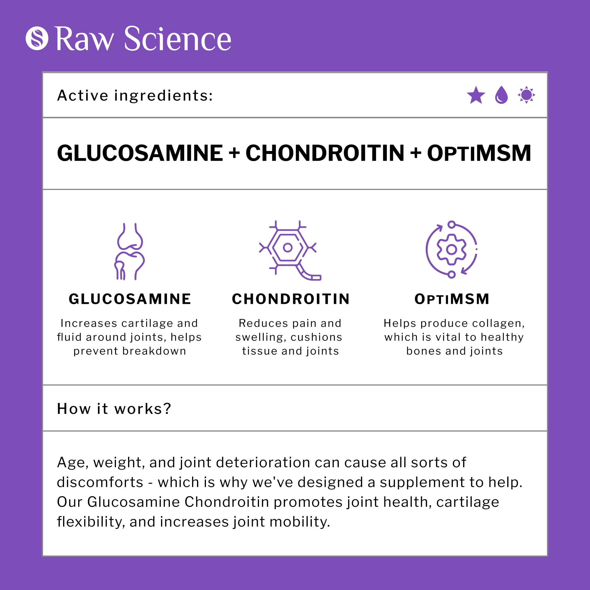 Raw Science | Glucosamine Chondroitin MSM Triple Strength | Joint Health Supplement | Cruelty Free | 120 Capsules