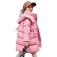 thumbnail image 2 of Kids Girls Down Coats Toddler Parka Puffer Jacket with Hood Winter Warm Long Jacket Teenage Snowsuit Warm Thick Coats Pink 5-6Years, 2 of 7