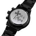 thumbnail image 2 of He Is Risen Cross Engraved Bible Verse Men's Watch Multifunction Stainless Steel W Copper Dial, 2 of 20