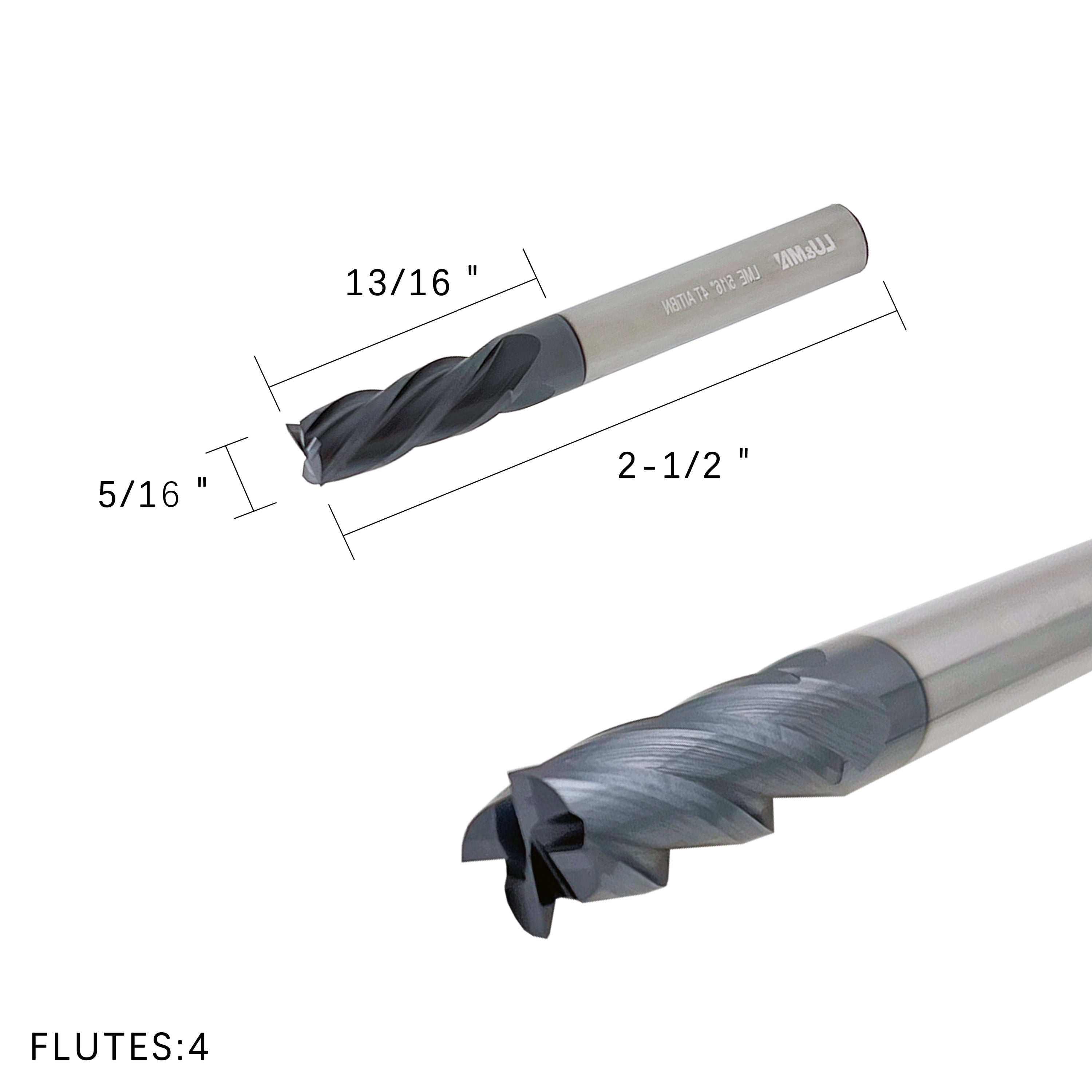 Carbide Square End Mill - 4 Flute - 5/16"-4T (5 Piece, 5/16") - for Milling Alloy Steels, Hardened Steel, Metal & More – Mill Bits Sets for DIYers & Professionals