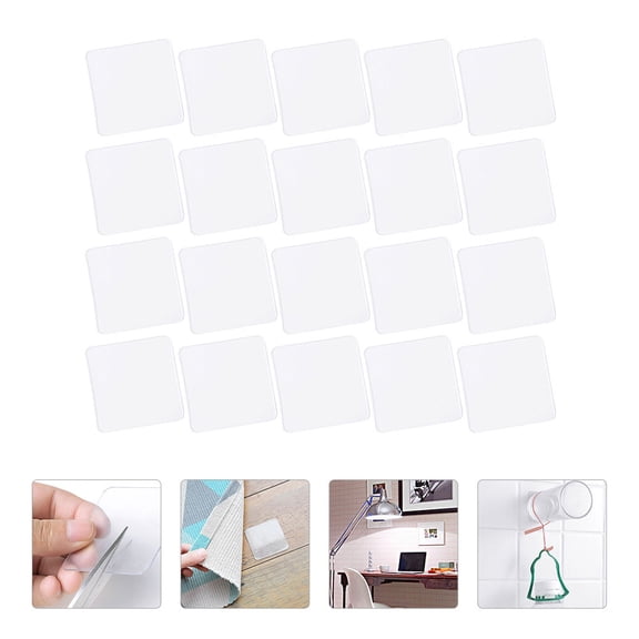 ETEREAUTY 20Pcs White Double Sided Stickers Waterproof Adhesive Tape for Home Use Invisible Bonding