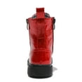thumbnail image 4 of Boys Girls Waterproof Lace Up Side Zipper Mid Calf Combat Boots Red 11.5 Little Kid, 4 of 7