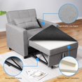 thumbnail image 5 of 3-in-1 Sleeper Chair with Pull Out Sofa, Multi-Functional Adjustable Chair into Bed, Modern Linen Fabric Sofa Bed (Light Grey), 5 of 7