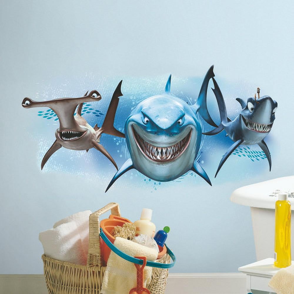 RoomMates Blue Finding Nemo Sharks Peel and Stick Wall Decals 39' x 16.5'
