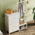 thumbnail image 3 of Dresser with Hanging Rack and 4 Fabric Drawers, Dresser for Bedroom with Storage Shelves, Freestanding Closet Organizer, White, 3 of 7