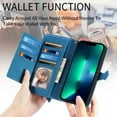 thumbnail image 4 of Case for iPhone 13 Pro,Magnetic Leather Wallet Card Pocket Zipper Case Kickstand Cover with Wrist Strap for iPhone 13 Pro 6.1-inch,, 4 of 10