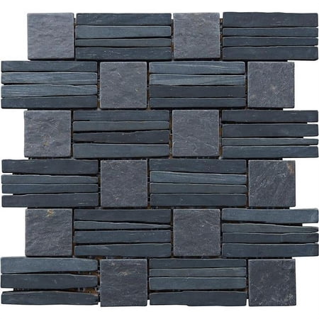 Basketweave Interlocked Mosaic - Black Slate