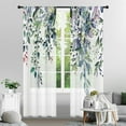 thumbnail image 1 of Eucalyptus Leaves Sheer Curtains 84 Inches Long 2 Panels Set, Green Semi Sheer Curtains Light Filtering, Spring Summer Soft Drapes for Bedroom Living Room Dining Room Window, 52" X 84", 1 of 5