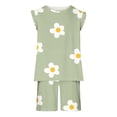 thumbnail image 6 of Odeerbi Kids Boys Girls 2 Piece Outfits Summer Clothes Floral Tank Tops Shorts Set Fashion Casual Sleeveless Blouse Round Neck Collar Printed Short Pants Sets Mint Green, 6 of 8