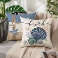 thumbnail image 4 of Beach Coastal Pillow Covers 18 x 18, Seashell Starfish Ocean Theme Decorative Pillow Covers, Home Sweet Home Throw Pillow for Cushion Sofa Bed Home Decor, 4 of 6