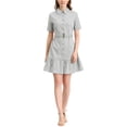 thumbnail image 1 of INSPIRE CHIC Women's Wear to Work Belted Button Down Cotton Ruffled Safari Shirt Dress S Gray, 1 of 6
