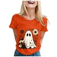 thumbnail image 4 of mgoYE Women Halloween Tshirts Halloween Printed Short Sleeve T Shirts, Pumpkin Woman Shirts(Orange,S), 4 of 8