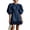Navy, variant on Mini Dresses for Women Crew Neck Balloon Sleeve Rosette Applique Moisture Wicking Loose Fit Clothes for Casual Outfits, (XXL)