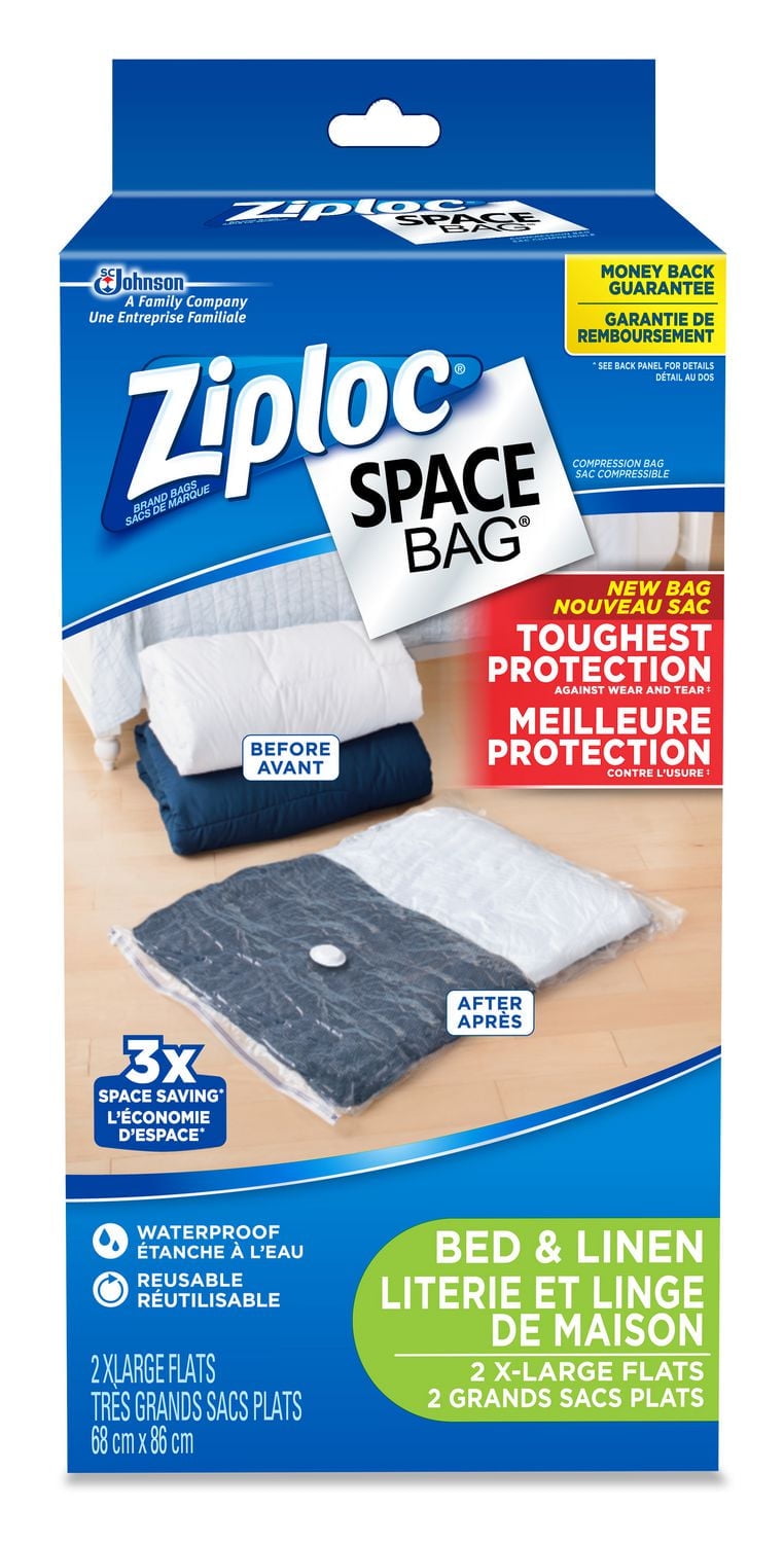 Ziploc Space Bag Vacuum Bags Bed and Linen Flat Extra Large, 2 Bags