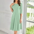 thumbnail image 2 of LISTHA Women's A-Line Swing Midi Dress 3/4 Sleeve Casual Formal Mint Green S, 2 of 5