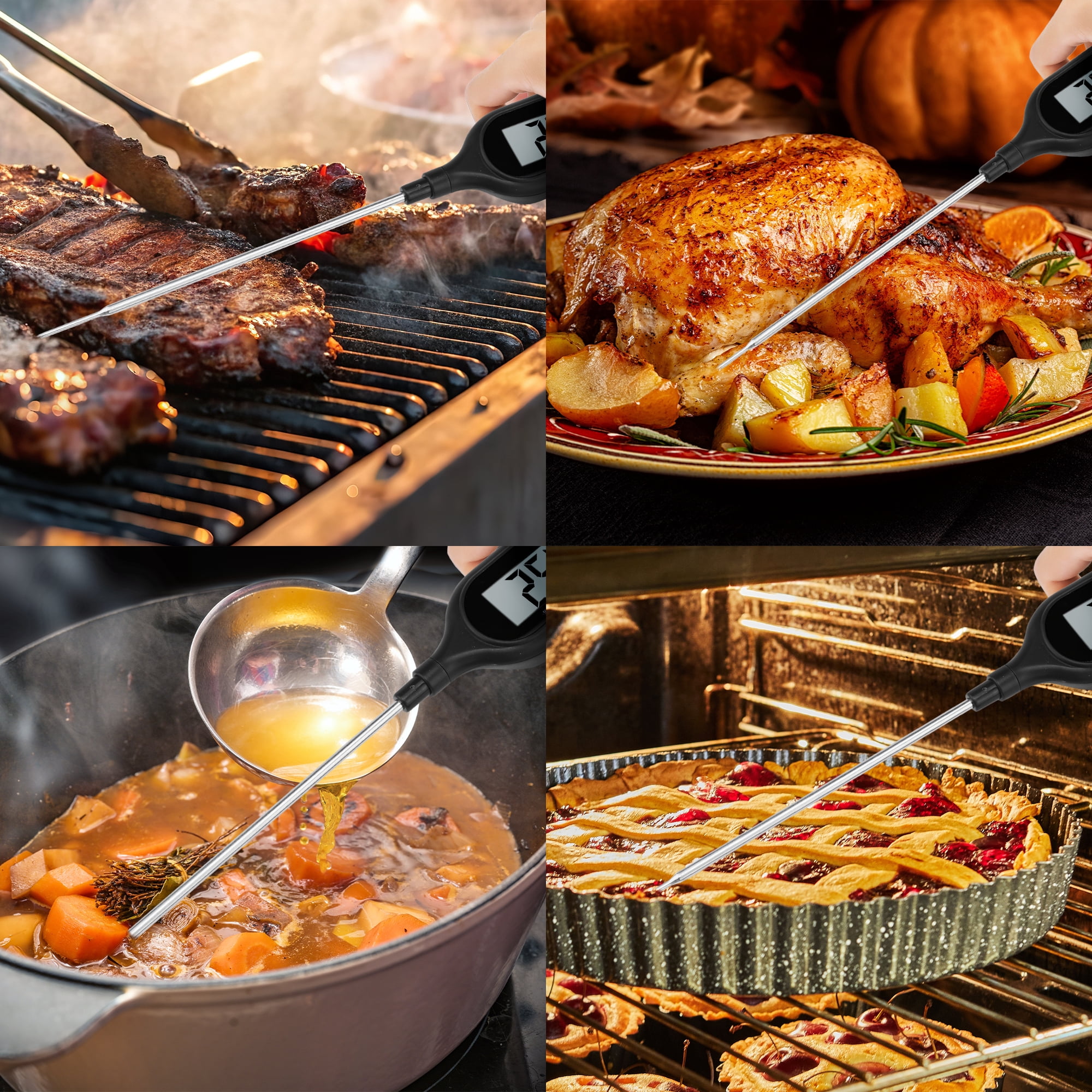 Unique Bargains Cooking Thermometer for Home and Kitchen Black