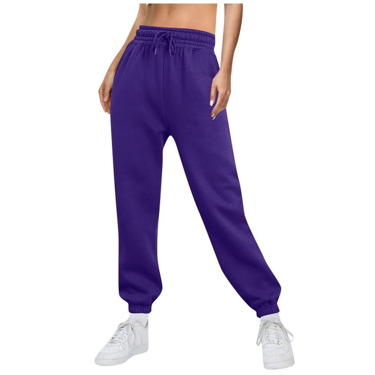 Cuoff Womens Fashion Cargo Pants Women Sport Solid Color Pocket Casual  Sweatpants Pants Plus Size Womens Pants Dark Purple 3X