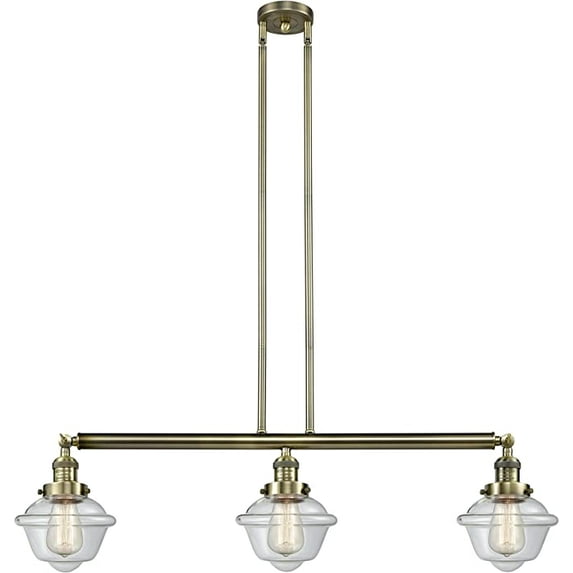Innovations 213-AB-G532-LED Small Oxford 3 Light Island Light part of the Franklin Restoration Collection, Antique Brass