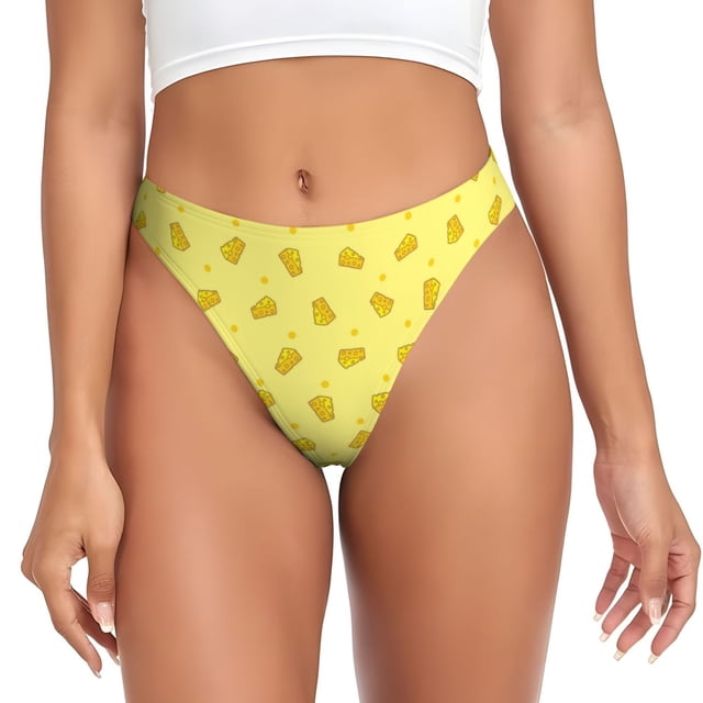 Balery Cheese 1 Tangas de Algodón para Mujer con Estampado – Ropa Interior Sexy, Transpirable, G-string-XX-Large
