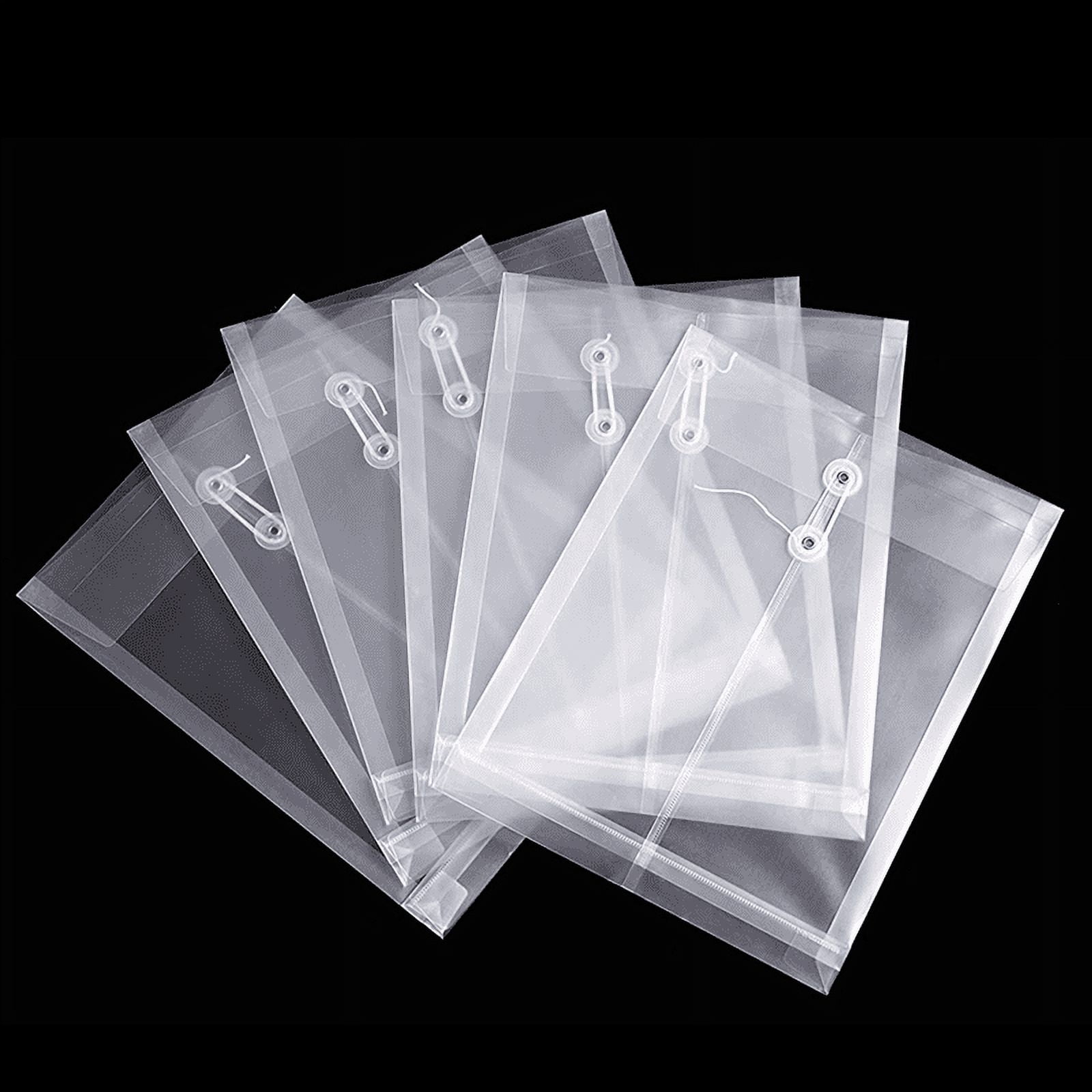 24 Pack Clear Plastic Envelopes Envelopes Expandable Files Document Folders with Button & String Tie Closure A4