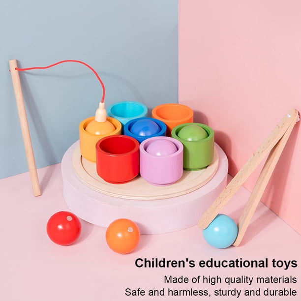 Bolas de arcoíris en tazas, juguetes de aprendizaje para bebés para aprender a clasificar y contar colores