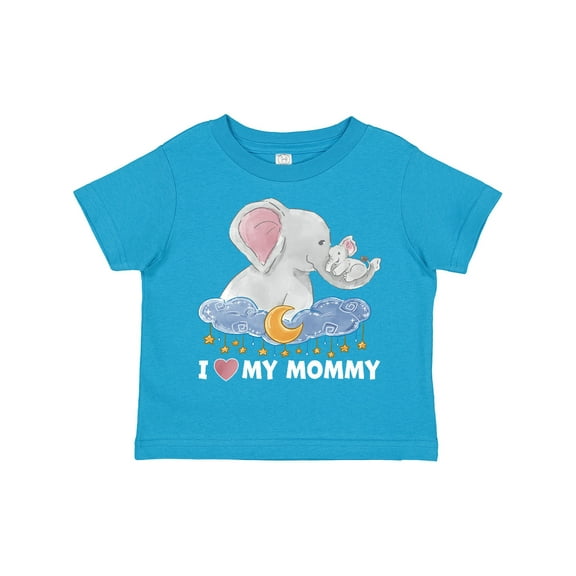 Inktastic I Love My Mommy Cute Elephants with Moon and Stars Boys or Girls Toddler T-Shirt