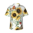thumbnail image 2 of Goofa Sunflowers Leaves And Birds Hawaiian Shirt for Men, Unisex Summer Beach Casual Short Sleeve Button Down Shirts,Aloha Tropical Floral print shirt-X-Large, 2 of 9