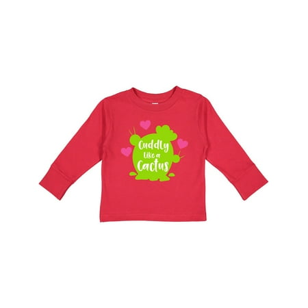 

Inktastic Cuddly Like A Cactus Hearts - Green Pink Gift Toddler Boy or Toddler Girl Long Sleeve T-Shirt