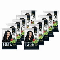 Nisha Pack Of 10 Permanent Black Henna Hair Color Dye, 100% Grey Coverage, Original Black, 0.53 oz Each Pack