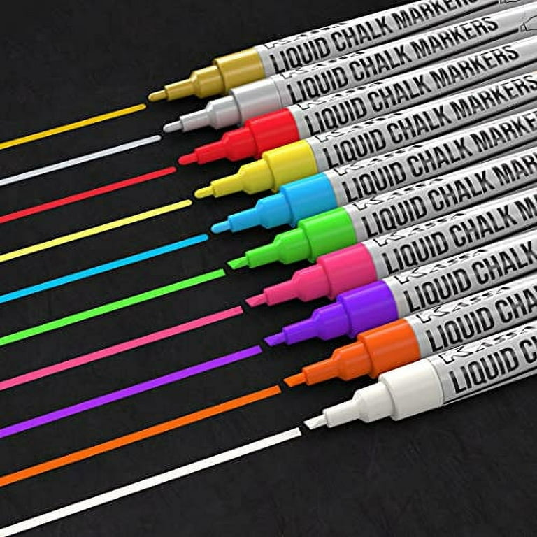 Chalkola 1 Extra Fine Tip Chalk Markers - Pack Of 40 (Neon, Classic Metallic)  Chalk Pens - For Chalkboard, Blackboard, Window, Labels, Bi