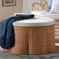 thumbnail image 4 of bali & pari Palm Scallop Natural Rattan Ottoman with Cushion, 4 of 6