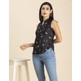 thumbnail image 6 of Moomaya Womens Printed Sleeveless Top, Mandarin Collar Shirt Top, 6 of 8