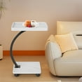 thumbnail image 4 of Bureau d'Ordinateur Portable Roulant en Forme de C à 2 Niveaux avec Roulettes, Table de Chevet Mobile Gain de Place avec Roulettes Verrouillables, Support d'Ordinateur Compact pour Canapé et Petits Espaces, Bois Naturel/blanc/noyer, 4 of 7