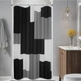 thumbnail image 5 of Black Shower Curtain Modern Black Fabric Waffle Weave Polyester Shower Curtain White and Grey Geometric Textured Water Repellent Shower Curtains for Bathroom with Hooks,Small Size 36×72 Inches, 5 of 5
