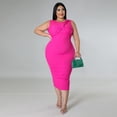 thumbnail image 3 of AURA Women Plus Size Sleeveless Bodycon Dress High Waist Midi Casual Elegant Summer Dress, 3 of 6