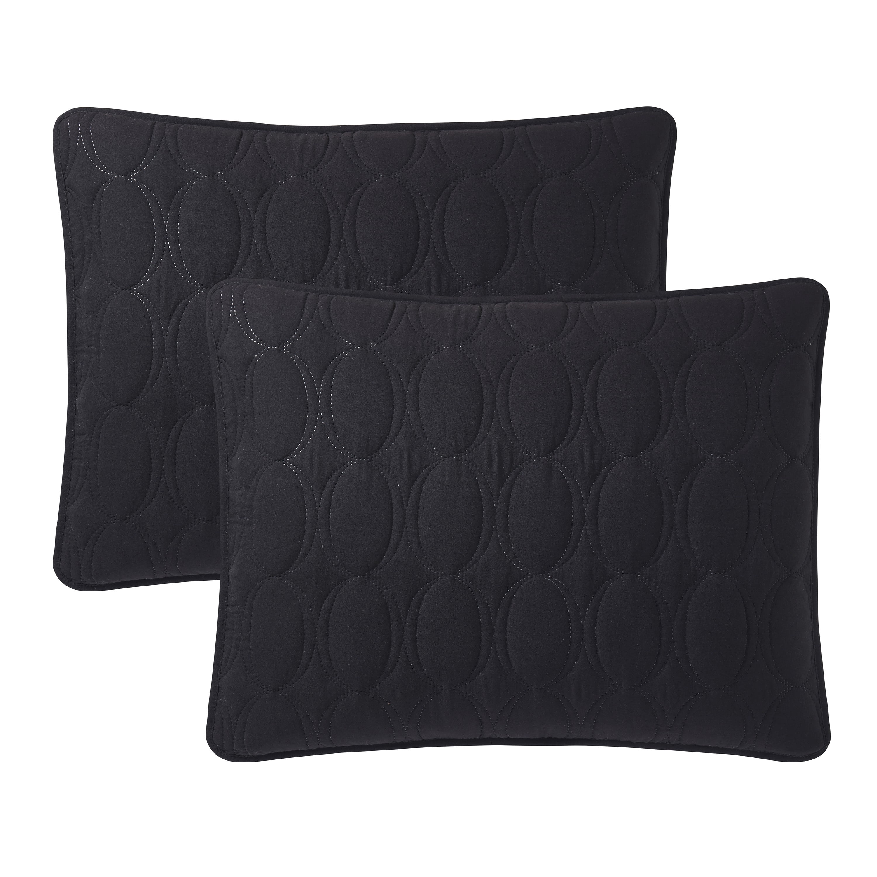 VCNY Home Circles 3-Piece Black Geometric Pinsonic Quilt Set, Full/Queen, Adult, Unisex