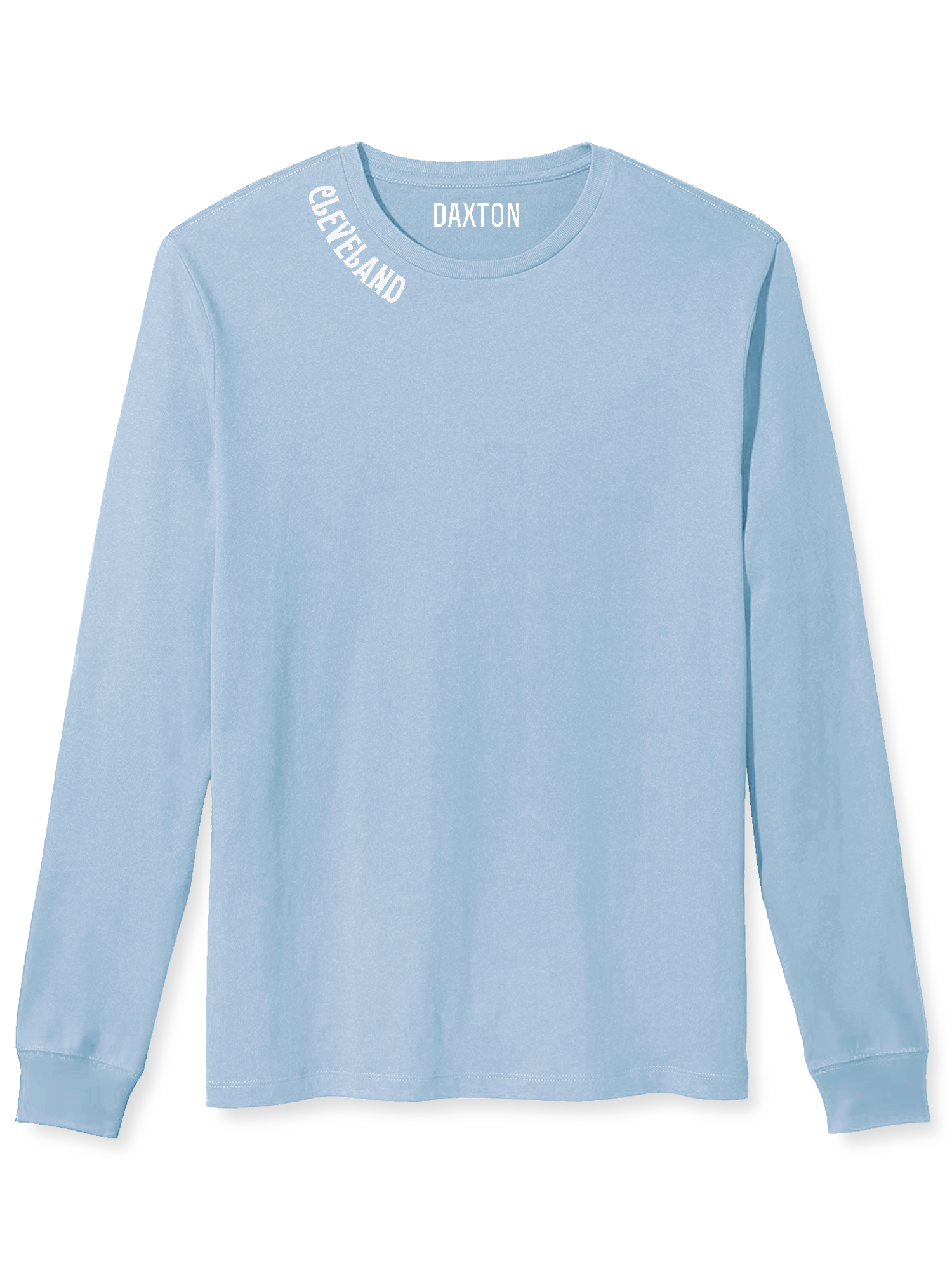 Daxton Premium Cleveland Men Long Sleeves T Shirt Ultra Soft Medium Weight Cotton, Light Blue Tee White Letters Medium - image 2 of 3