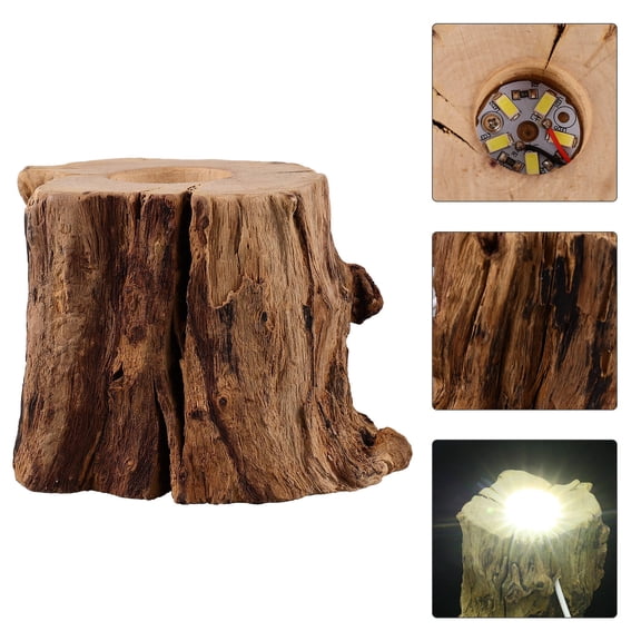 Beaupretty Natural Wood LED Light Base White USB Night Light for Home Decor