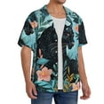 thumbnail image 2 of Wukai Black Panther Floral Illustration Men's Casual Short-Sleeve Button Down Shirt,Cuban Shirts for Men,Mens Short Sleeve Dress Shirts-X-Large, 2 of 5