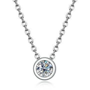 AnuClub 0.3ct Moissanite Pendant Necklace For Women D Color VVS1 Round Cut Four-Claw Lab Diamond 925 Silver Necklace