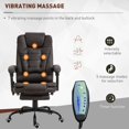 thumbnail image 3 of Chaise de Bureau à Massage Vibrant à 7 Points, Chaise de Direction Inclinable en Similicuir Brun avec Repose-Pieds Rétractable, Inclinaison à 155°, Hauteur Réglable pour la Maison Ou le Bureau, 3 of 7