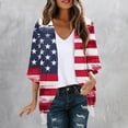 thumbnail image 2 of UVEASISHA Womens 4th of July Cardigan 3/4 Sleeve Plus Size Cardigans for Women Novelty American Flag Printed Kimono Jackets Flowy Chiffon Coverups Multicolor S, 2 of 6