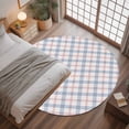 thumbnail image 3 of 3ft Round Rug, Abstract Plaid, Non-Skid Rubber Backing Large Area Rugs - Living Room Bedroom Home Office, Minimalistic Multi Colors Country Rustic Plaid Indoor Floor Mat Carpets Washable Rug, 3 of 9