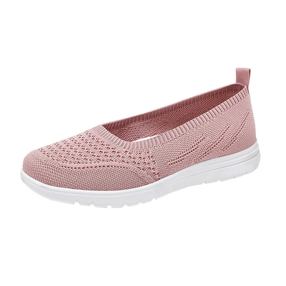 Bmisegm Women's Spring and Summer Fashion Mesh Perforated Breathable Casual Shoes A Slip on Solid Color Shoes Casual Shoes for Women Pink 37