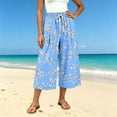 thumbnail image 2 of SwiftWear Women's Capri Pants Wide Leg Loose Casual Summer Beach Pants with Pockets Elastic Drawstring Waist Flowy Palazzo Trousers, 2 of 7